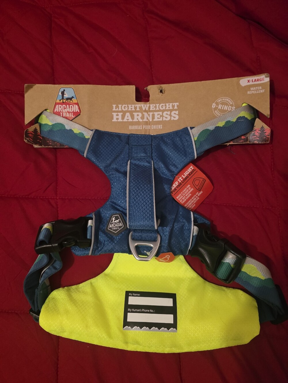 Arcadia Trail Lightweight Dog Harness in Blue & Neon Yellow NWT 🐾